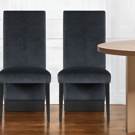 Set of Two Black Upholstered Velvet Dining Side Chairs HomeRoots