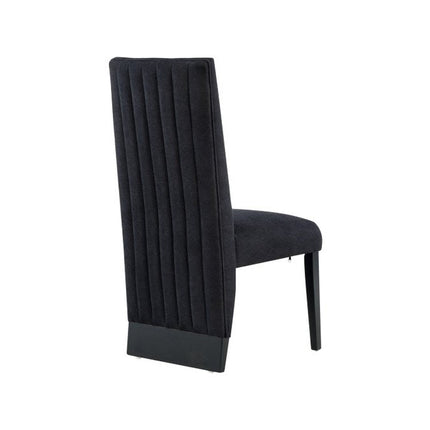 Set of Two Black Upholstered Velvet Dining Side Chairs