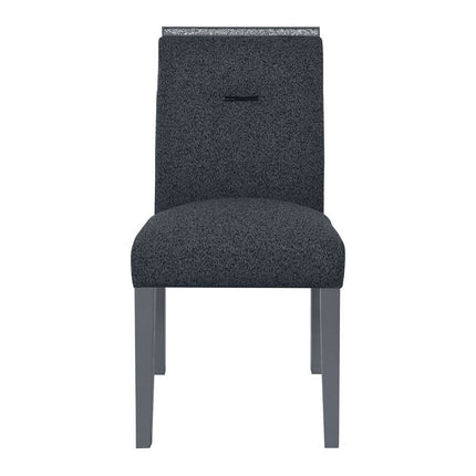 Dark Gray Upholstered Fabric With Faux Crystal Bling Dining Side Chair HomeRoots