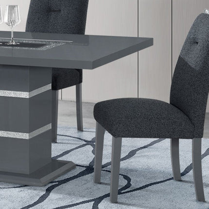 Dark Gray Upholstered Fabric With Faux Crystal Bling Dining Side Chair
