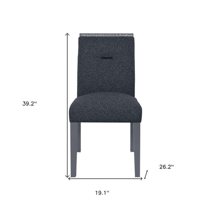 Dark Gray Upholstered Fabric With Faux Crystal Bling Dining Side Chair