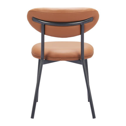 Set of Two Brown and Black Faux Leather Open Back Dining Side Chairs