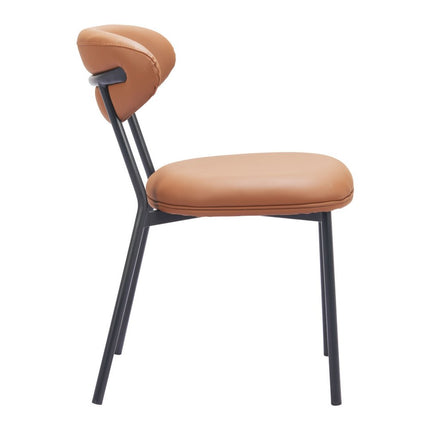 Set of Two Brown and Black Faux Leather Open Back Dining Side Chairs