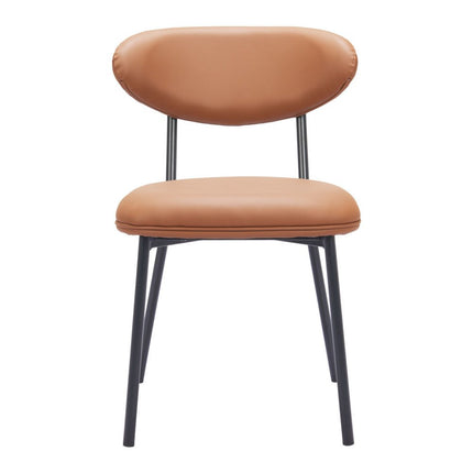 Set of Two Brown and Black Faux Leather Open Back Dining Side Chairs