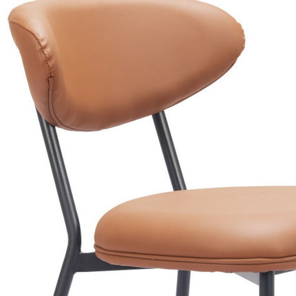 Set of Two Brown and Black Faux Leather Open Back Dining Side Chairs