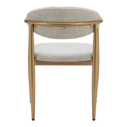 Set of Two Gray and Gold Upholstery Open Back Dining Arm Chairs