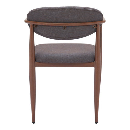 Set of Two Gray and Brown Upholstery Open Back Dining Arm Chairs