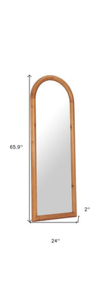 66" Natural Solid Wood Arch Framed Full Length Mirror