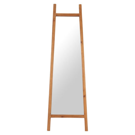 70" Natural Solid Wood Leaning Geometric Framed Standing Mirror