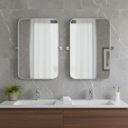 Set of Two 32" Silver Metal Framed Accent Mirrors HomeRoots