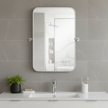 Set of Two 32" Silver Metal Framed Accent Mirrors HomeRoots