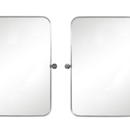 Set of Two 32" Silver Metal Framed Accent Mirrors HomeRoots