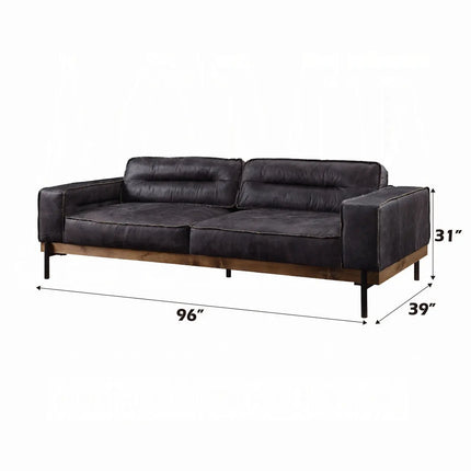 ACME 56505 Silchester Sofa, Antique Ebony Top Grain Leather ACME Furniture