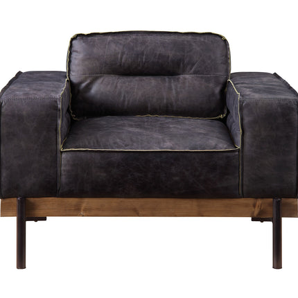 ACME 56507 Silchester Chair, Antique Ebony Top Grain Leather