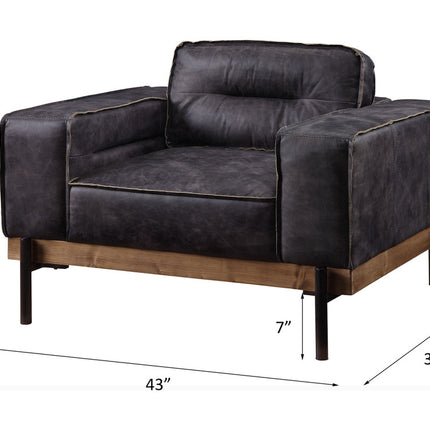 ACME 56507 Silchester Chair, Antique Ebony Top Grain Leather