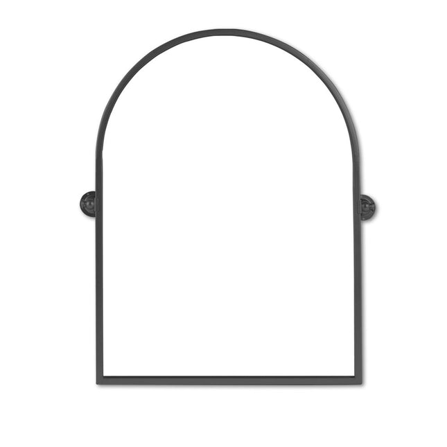 36" Black Metal Arch Tilting Framed Accent Mirror