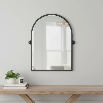 36" Black Metal Arch Tilting Framed Accent Mirror HomeRoots