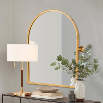 36" Gold Metal Arch Tilting Framed Accent Mirror HomeRoots