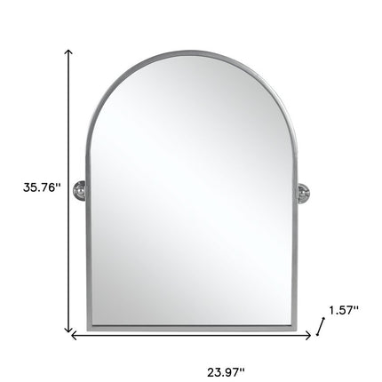36" Silver Metal Arch Tilting Framed Accent Mirror