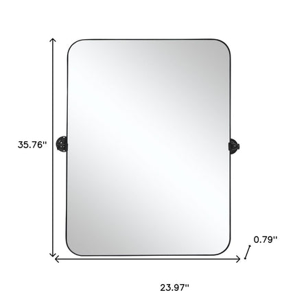 36" Black Metal Tilting Framed Accent Mirror