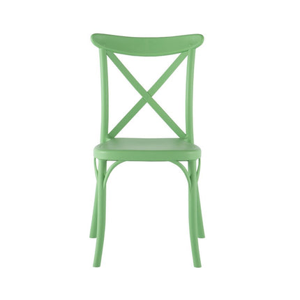 Set of Two Green Heavy Duty Plastic Outdoor Stacking Dining Chairs HomeRoots