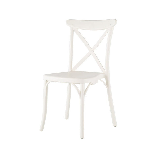 Set of Two White Heavy Duty Plastic Outdoor Stacking Dining Chairs HomeRoots