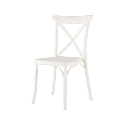 Set of Two White Heavy Duty Plastic Outdoor Stacking Dining Chairs HomeRoots
