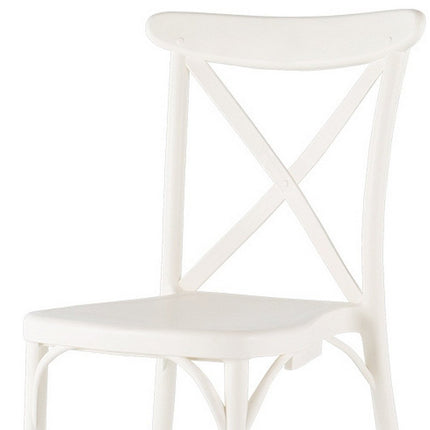 Set of Two White Heavy Duty Plastic Outdoor Stacking Dining Chairs HomeRoots