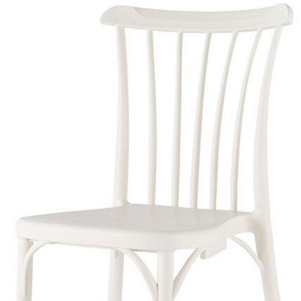 Set of Two White Heavy Duty Plastic Outdoor Stacking Dining Chairs HomeRoots
