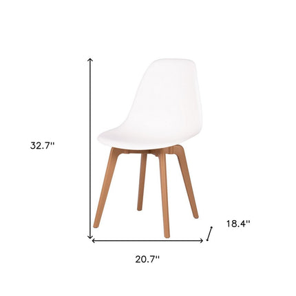 Set of Four White and Natural Heavy Duty Plastic Dining Side Chairs