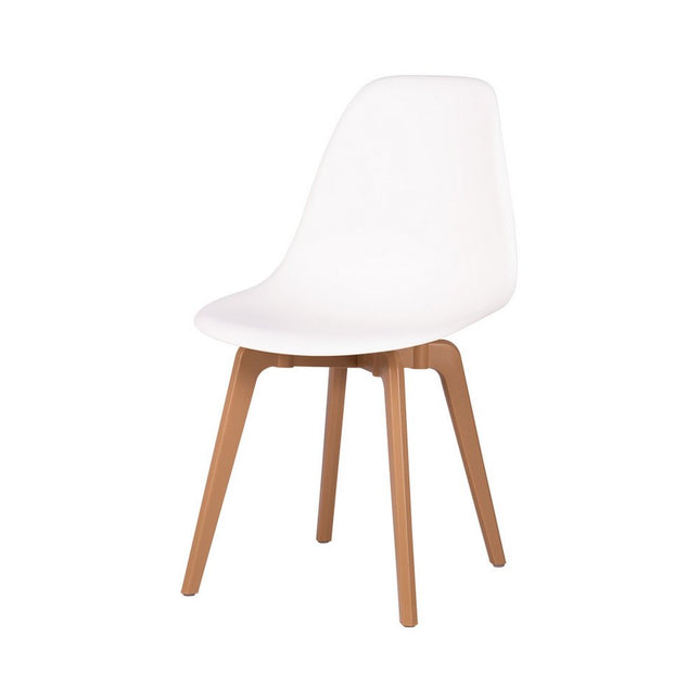Set of Four White and Natural Heavy Duty Plastic Dining Side Chairs HomeRoots