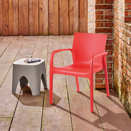 Set of Two Red Heavy Duty Plastic Outdoor Stacking Dining Chairs HomeRoots