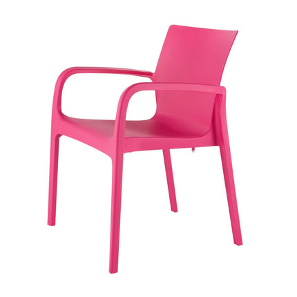Set of Two Fuchsia Heavy Duty Plastic Outdoor Stacking Dining Chairs HomeRoots