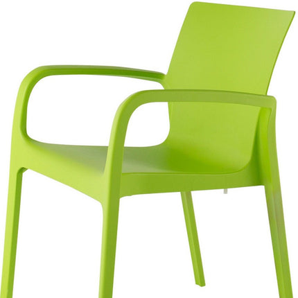 Set of Two Green Heavy Duty Plastic Outdoor Stacking Dining Chairs HomeRoots