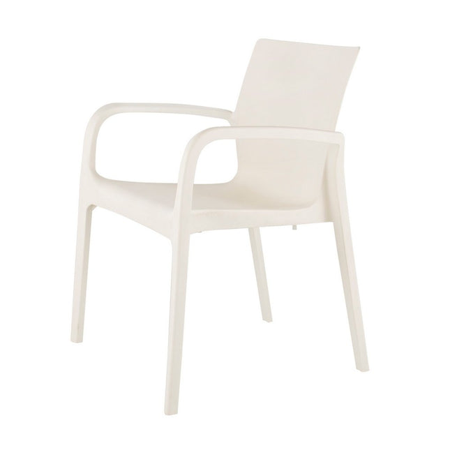 Set of Two White Heavy Duty Plastic Outdoor Stacking Dining Chairs HomeRoots