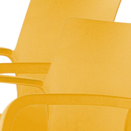 Set of Two Gold Heavy Duty Plastic Outdoor Stacking Dining Chairs HomeRoots