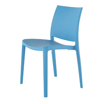 Set of Four Blue Heavy Duty Plastic Outdoor Stacking Dining Chairs HomeRoots