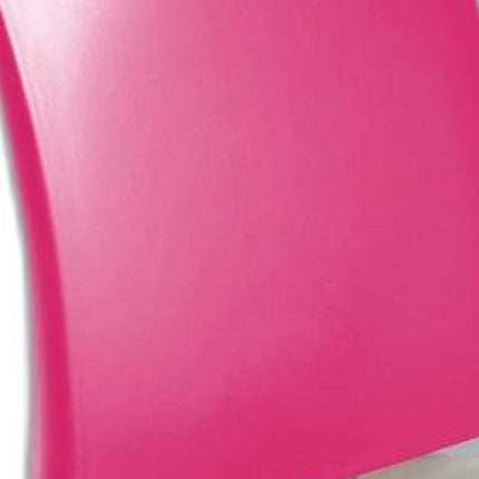 Set of Four Fuchsia Heavy Duty Plastic Outdoor Stacking Dining Chairs HomeRoots
