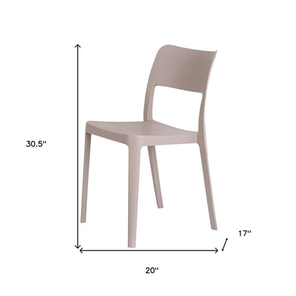 Set of Two Taupe Heavy Duty Plastic Outdoor Stacking Accent Chairs HomeRoots