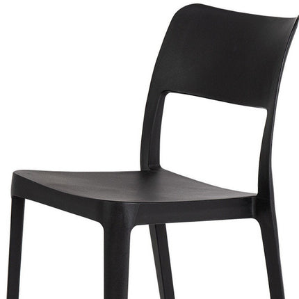 Set of Two Black Heavy Duty Plastic Outdoor Stacking Accent Chairs HomeRoots