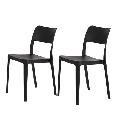 Set of Two Black Heavy Duty Plastic Outdoor Stacking Accent Chairs HomeRoots