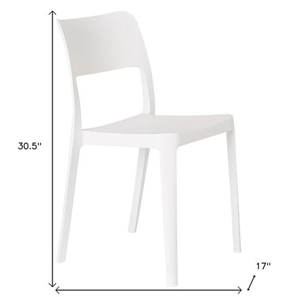 Set of Two White Heavy Duty Plastic Outdoor Stacking Accent Chairs HomeRoots