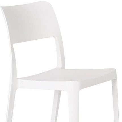Set of Two White Heavy Duty Plastic Outdoor Stacking Accent Chairs HomeRoots