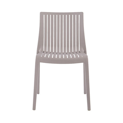 Set of Two Taupe Heavy Duty Plastic Outdoor Stacking Accent Chairs HomeRoots