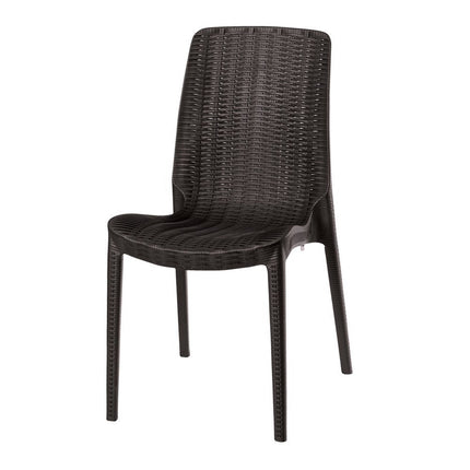 Set of Four Brown Heavy Duty Plastic Outdoor Stacking Dining Chairs HomeRoots