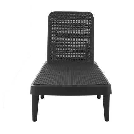 75" Black Heavy Duty Plastic Outdoor Stacking Chaise Lounge HomeRoots