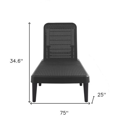 75" Black Heavy Duty Plastic Outdoor Stacking Chaise Lounge HomeRoots