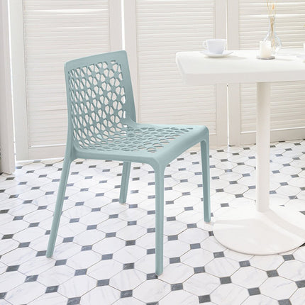Set of Two Baby Blue Heavy Duty Plastic Outdoor Stacking Dining Chairs HomeRoots