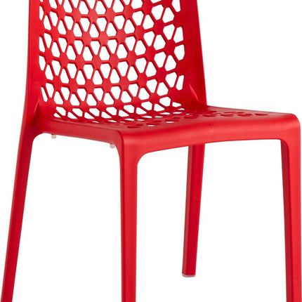Set of Two Red Heavy Duty Plastic Outdoor Stacking Dining Chairs HomeRoots