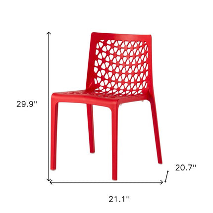 Set of Two Red Heavy Duty Plastic Outdoor Stacking Dining Chairs HomeRoots